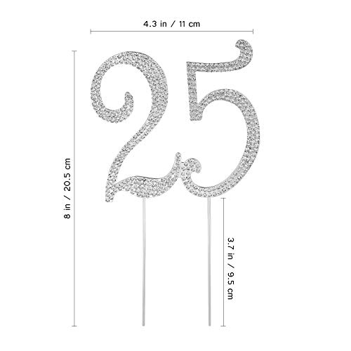 Oulii Birthday Number Cake Topper Anniversary Crystal Rhinestones Decorative Cupcake Topper For 25Th Birthday Party Supplies (25) #TOP1