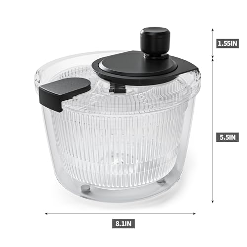 Image of Salad Spinner Lettuce Spinner, Wash, Spin & Dry Salad Greens, Vegetable Washer Salad Dryer with Rotary Handle for Fruits & Vegetables, High Efficiency Vegetable Spinner Kitchen Gadget