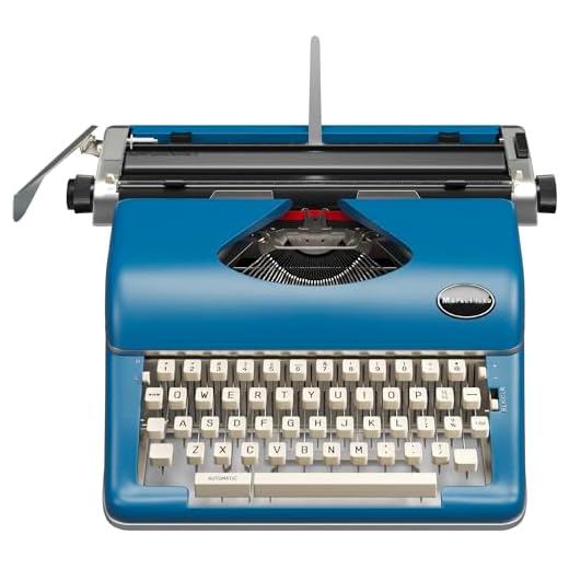 Blue Vintage Typewriter for a Nostalgic Flow - Manual Typewriter Portable Model for Remote Writing Locations - Sleek & Durable Type Writer Classic Word Processor - Typewriters for Writers