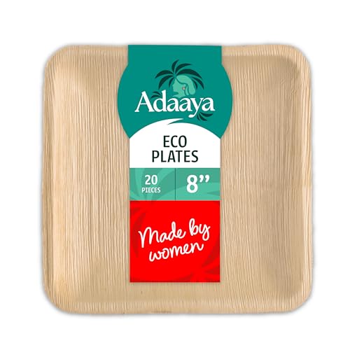 10 Sustainable Products on Amazon You Need to Try 30 Adaaya 8 inch, 20-Pack Areca Palm Leaf Square Half Plates | Eco-F...