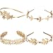 Blulu 4 Pieces Goddess Leaf Headband Star Bridal Hairband with Faux Pearl for Wedding Party, Gold Color