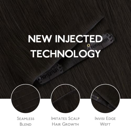 Image of WENNALIFE Invisible Edge Seamless Clip in Hair Extensions Real Human Hair