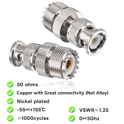 Adaptador coaxial BNC UHF macho a hembra 2 piezas miniatura 3