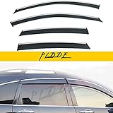 PLDDE 4pcs Smoke Tint with Chrome Trim Window Visors Compatible with 07-11 CRV CR-V Outside Mount Tape On/Clip On Style PVC Sun/Rain Guard Vent