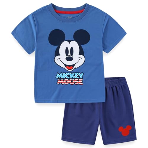 Image of Disney Mickey Mouse Boys Short Sleeve T-Shirt and Active Mesh Shorts Set for Toddler and Big Kids