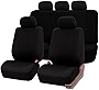 FH Group Car Seat Covers Multifunctional Flat Cloth Full Set Black Automotive Seat Covers, Airbag and Split Rear Car Seat Cover Universal Fit Interior Accessories for Cars Trucks SUV Car Accessories