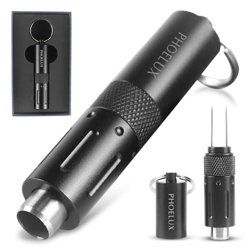 Phoelux Cigar Punch Multitool 2-in-1 Cigar Hole Opener and Twin Needle in A Key Chain Ring with Gift Box (Gray)