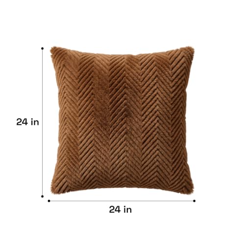 Image of Wakefit Designer Cushion Cover | 24x24 inch | Plush Fur Feel | Velvet Fabric | Machine Washable | Pack of 1 | Fur Brown