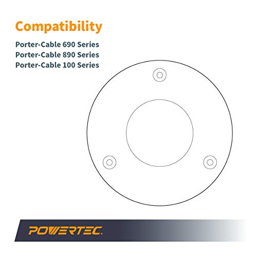 powertec dia 2-1234 router base plate clear acrylic wmultiple predrilled holes screws for easy attaching amp routing with larger diameter bits fits porter-cable 690 890 100 series routers 71218