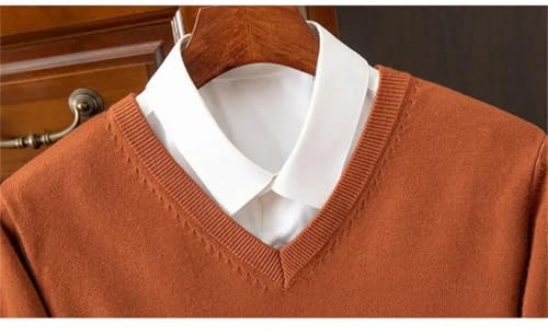 Men's Sweater V-Neck Pullover Cashmere Knitted Bottom Jumper Casual Long Sleeve Pullover Tops4