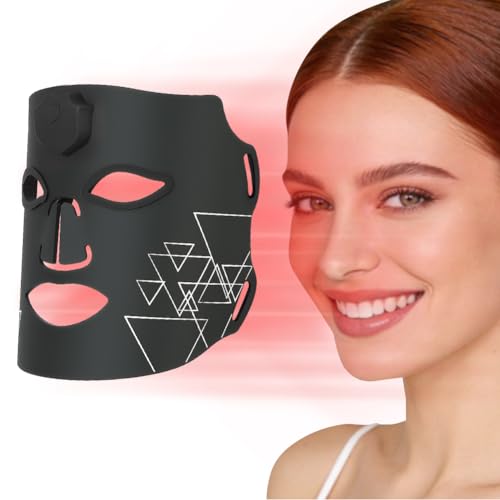 Vicloon Máscara LED Facial, Mascara LED Facial Profesional 7 Colores para Tratamiento del Acné, Rejuvenecimiento y Anti envejecimiento, 60 Perlas de LED, Terapia de Luz Roja y Azul para el Rostro