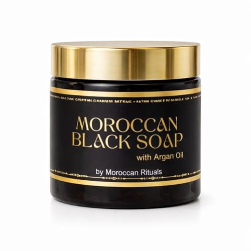 Moroccan Rituals Argan Oil Black Soap (200g) Traditional Beldi Body Scrub for Smooth Radiant Skin 100% Natural Moroccan Hammam Treatment Single Jar