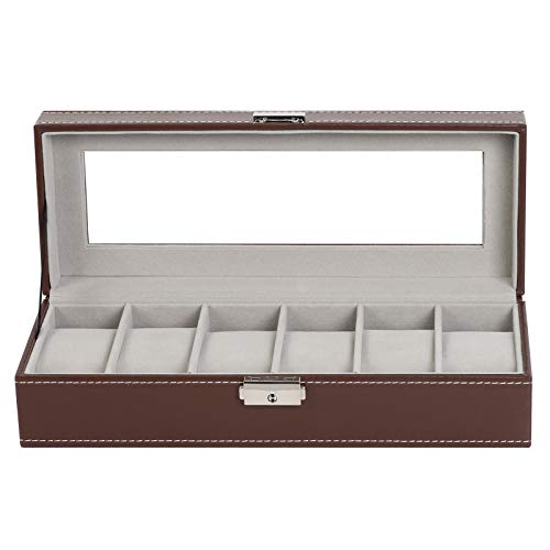 Image of NEX Watch Box, 6 Slots Leather Watch Display Case Organizer Jewelry Storage for Men