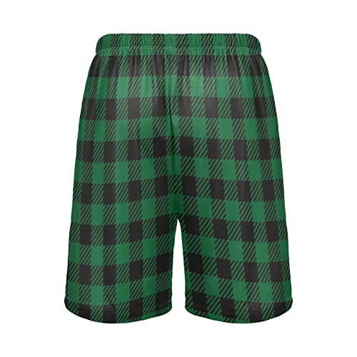 GuoChe Buffalo Green Plaid Pajama Shorts for Men with Pockets Mens Sleep Shorts Lounging Short XL2