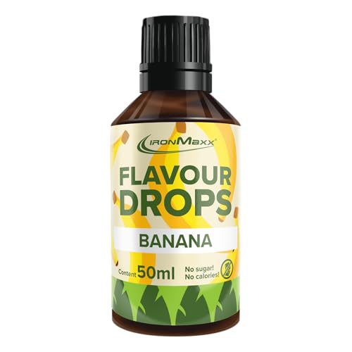 IronMaxx - IronMaxx Flavour Drops – Banane 50ml | Arôme alimentaire liquide zéro sucre & zéro calorie | Arômes végétaliens pour sucrer aliments, yaourt, café & desserts