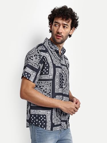 Image of GRECIILOOKS Men's Shirt - Summer Button Down Shirts || Half Sleeve Shirt for Man||Stylish Mens Casual Shirts||Formal and Comfort Rich Printed Shirt`s for Mens