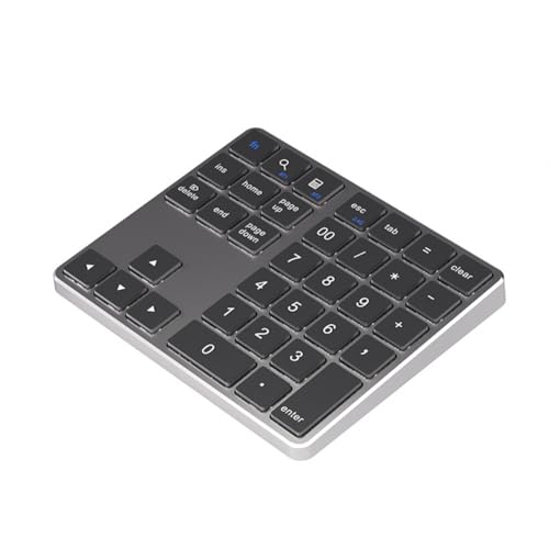 Fangxuee Teclado Numérico Inalámbrico Bluetooth Dual de 2,4 GHz, Teclado Digital K35, Teclado Numérico Recargable de 300 MAh, Color Gris.
