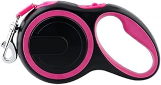 Dogs Retractable Leash 5m/16FT Lead Extendable Strong Heavy Duty Nylon Medium Puppy Leads Extension Leashes Anti-Slip Flexi Chain Pet Training 20kg Dog Automatic No-Tangle Tape (Pink)