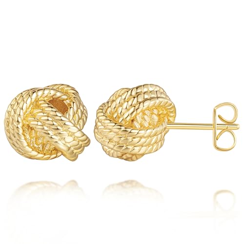 Gold Studs Earrings for Women 14K Gold Earrings for Women Everyday Stud Earring for Womens Stud Everyday Delicate Braided Woven Knot Statement Womens Earring Studs