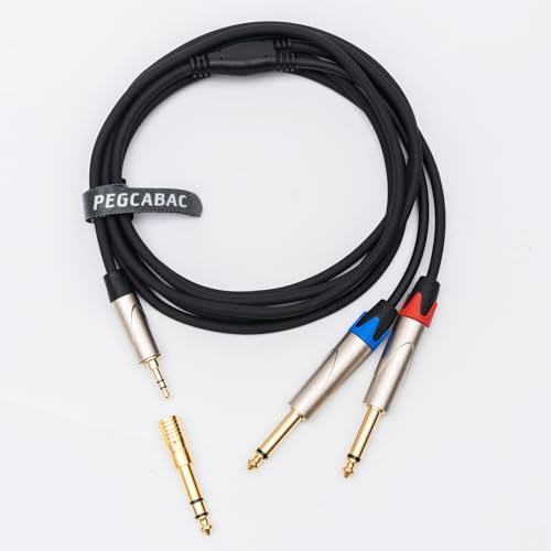 Cable divisor de audio 1/8 a doble 1/4, 8 ft miniatura 1