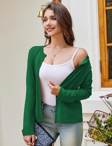 Image of OmicGot Women's Long Sleeve Shrugs Open Front Cropped Cardigan Sweater Bolero Shrugs S-XL