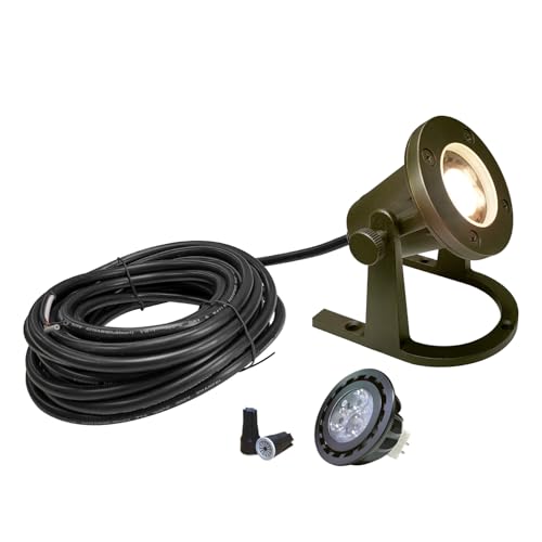 COLOER Brass Underwater Lights(Bronze) with LED MR16 Bulb 12V Low Voltage Fountain Lights IP68 Waterproof Copper Outdoor Landscape Lighting for Swimming Pool Ponds or Outside Water as Spotlight