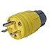 Hubbell Wiring Systems 14W49H TPE Watertight Straight Blade Plug, 15 amp, 250V, 2-Pole, 3-Wire Grounding, 6-15P, Yellow