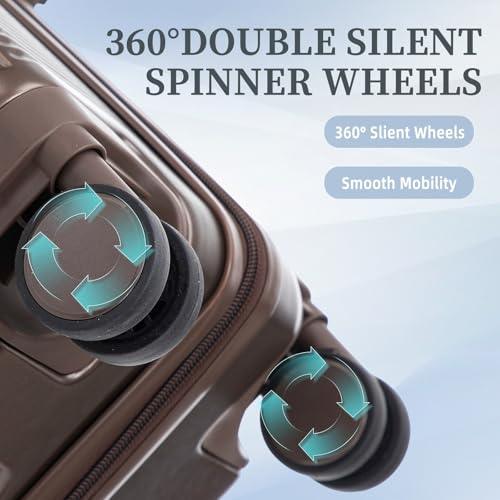 Durable 3-Piece ABS Luggage Set - 20"/24"/28" Carry-On Suitcase with Combination Lock - Stylish Brown Travel Bags3