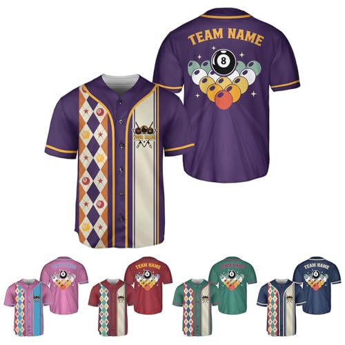 LigtHuy Personalized Billiard Baseball Jersey 3D, 8 Ball Shirt, Billiards Shirts for Men, Billiard Gifts for Men and Women (US, Alpha, Small, 5X-Large, Regular, Regular, Style 2)