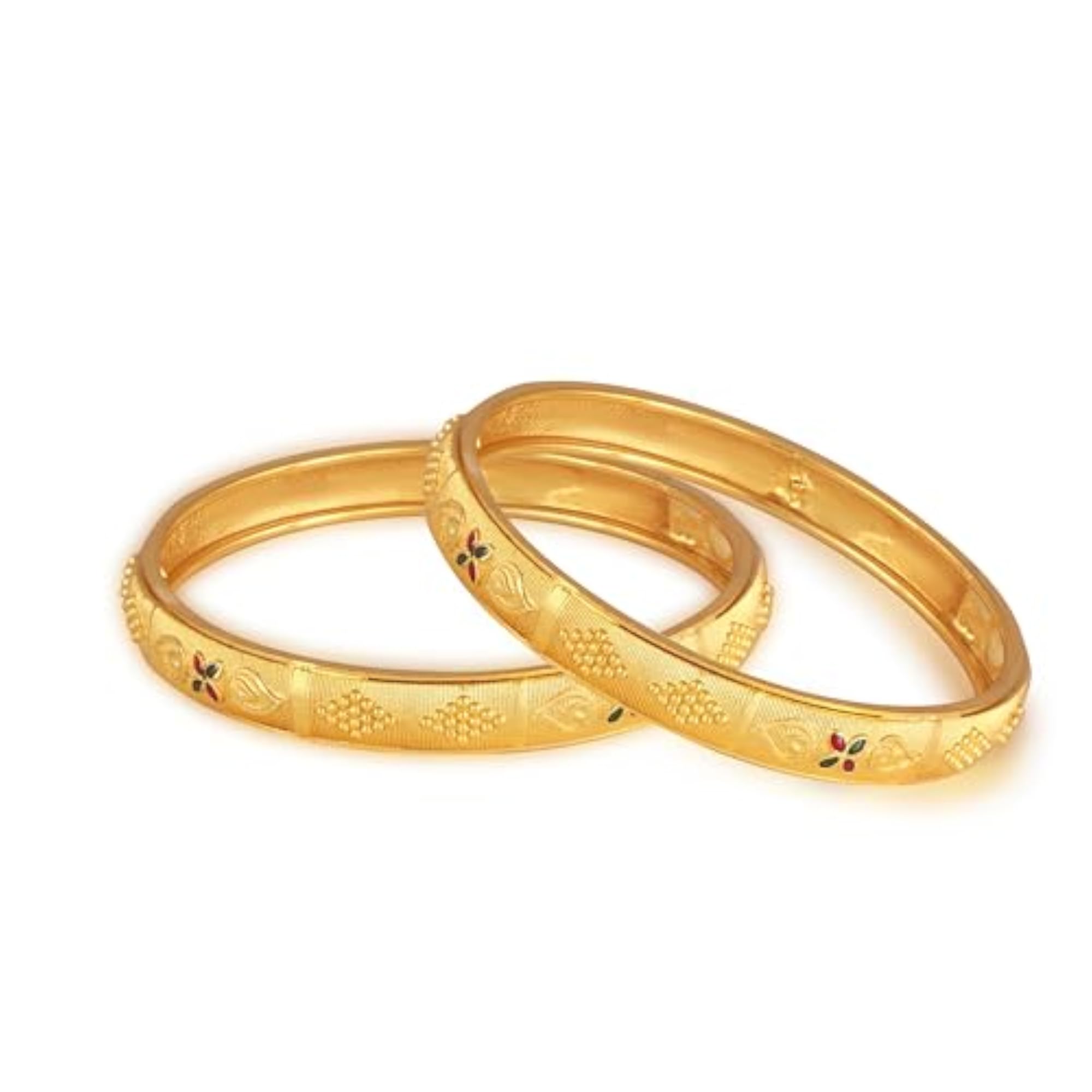 Women's Premium Gold Plated Meena Designed Alloy Bangle Set