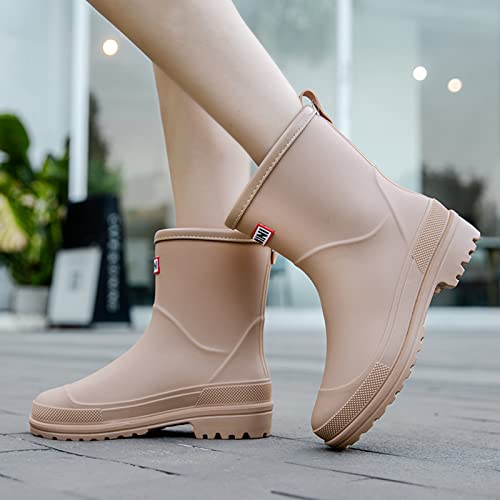 Image of Nutropa Mid Calf Rain Boots for Women, Anti-Slip Outdoor Work Rain Shoes | Waterproof Garden Boots, Lightweight, Comfortable Rainboots, Outdoor Mud Work Booties