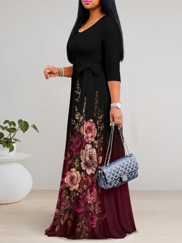 Image of Women's 3 /4 Sleeve Maxi Dress with Pockets