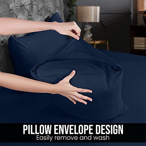 Utopia Bedding 4 Piece King Bedding Set - Duvet Cover, Fitted Sheet with Pillow cases - Soft Brushed Microfiber (Navy) - Image 3