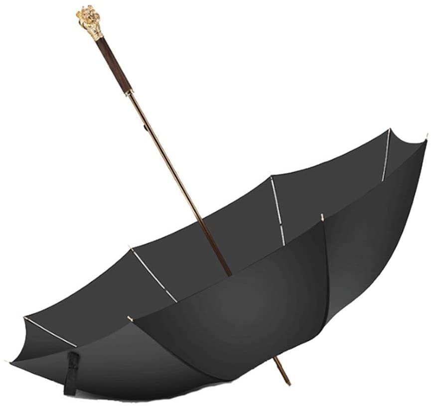 Parapluie long manche tête de lion élégant pour affronter la pluie lors de vos rendez-vous