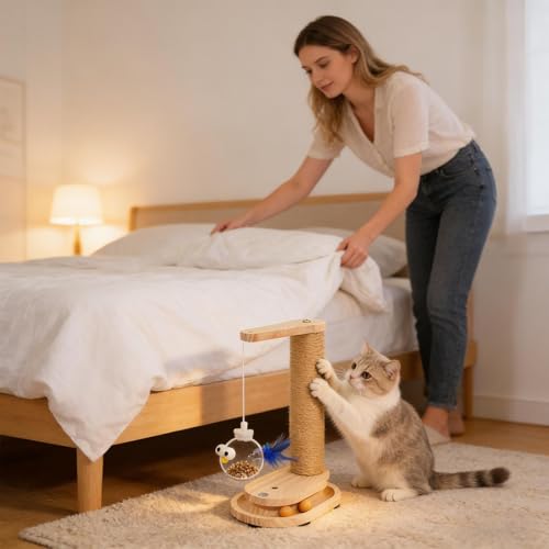 Haut pour chatons et distributeur de griffoir interactif