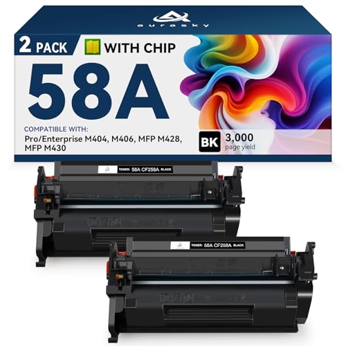 Image of 58A Toner Cartridge Black Compatible Replacement for HP 58A 58X CF258A CF258X Toner Works with HP Laserjet Pro MFP M428fdw M404dn M404n M404dw M428fdn M430f M406dn Printer Ink (2 Black with Chip)