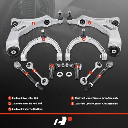 A-Premium Set of 10, Front Upper & Lower Control Arm, Sway Bar Link, Inner & Outer Tie Rod End, Compatible with Audi Q7 2007-2015 by A-premium - Image 2