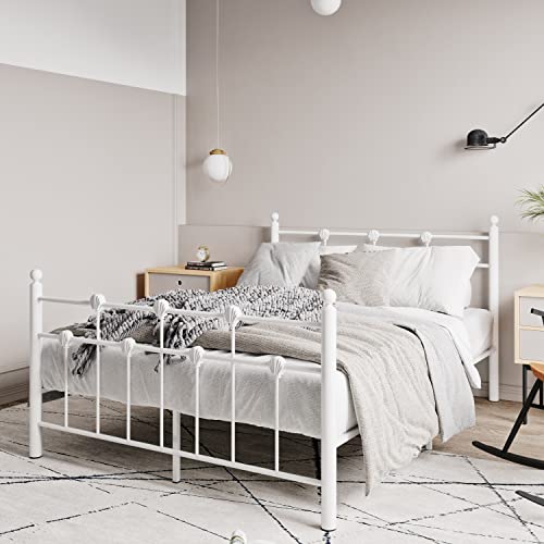 Panana Vintage Style 4FT6 Metal Bed Frame Modern Industrial in White Double Size
