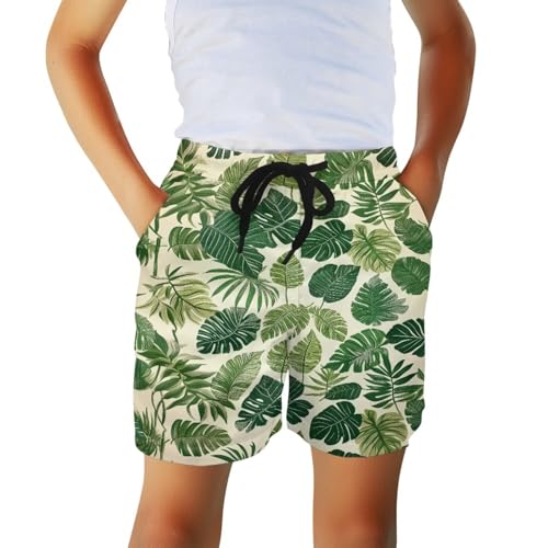 Xpyeesfuen Palm Leaves Boys Swim Trunks Swim Shorts Little Boys Bathing Suit Swimsuit UPF50+ Sun Protection All-Day Comfort Excellent Apparel Fabric