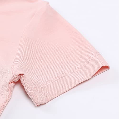 Aablexema Baby Short Summer Pajamas - Toddler Cool Jammies Pjs Rayon from Bamboo,2pcs Kids Sleepwear Set for Boys Girls(Pink,6y)