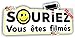 Sticker Souriez Vous êtes filmés Autocollant Vidéo-Surveillance Caméra (Largeur 10 cm/Hauteur 4,5 cm)