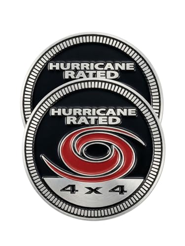 Image of 2 pcs Car Emblem 4 x 4 Metal Automotive Badge 3D Metal Car Badges Emblems Round Emblem Decals Car Badge Decals Stickers Compatible with Vehicles Trucks SUV RV Decorations (Hurricane)
