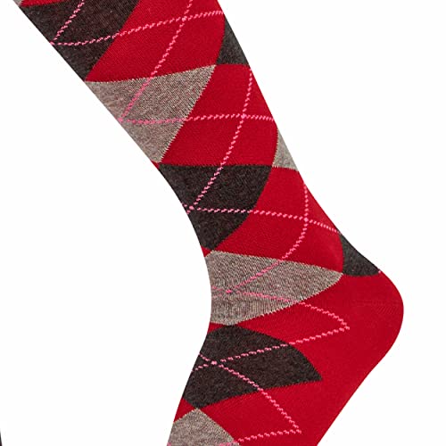 Mysocks Unisex Knee High Long Socks Argyle Ash And Anthracite On Red #TOP3