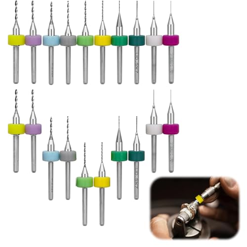 Image of 20PCS Micro Drill Bit Set, Mini Drill Bits for PCB Micro-Hole Drilling and Jewelry Engraving, 0.3-1.2mm Shank Tungsten Steel Drill Bits for CNC Precision Machining and Stone Carving