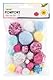 folia 50312 - Pompons Unicorn, 30 flauschige Bällchen sortiert in verschiedenen Größen und Farben, ideal für farbenfrohe Bastelarbeiten