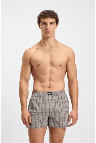 BOSS CW Peach Cotton-Poplin Pyjama Shorts with Logos for Men 2-Pieces, 2X-Large, 004 Black