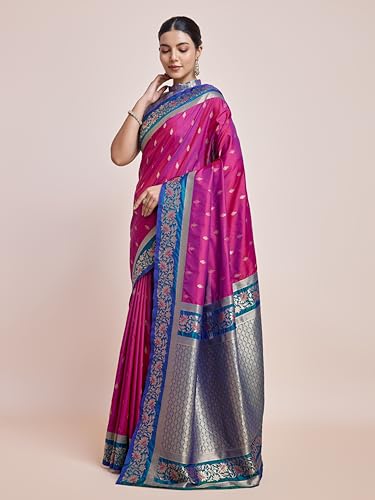Image of Monjolika Fashion Women's Banarasi Silk Saree in Satin and traditional golden zari work comes with Unstitched Blouse Piece