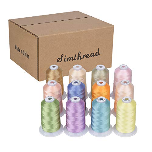 Image of Simthread 12 Brother Colors of Huge Spool 5000M Polyester Embroidery Machine Thread for Commercial and Domestic Embroidery Machines - Assorted Color 3