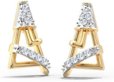 CARATGLITZJewellers Gold and Diamond Trio Enya Stud Earrings for Women and Girls (27MS7ST27263)