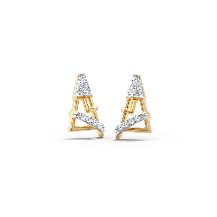 CARATGLITZJewellers Gold and Diamond Trio Enya Stud Earrings for Women and Girls (27MS7ST27263)